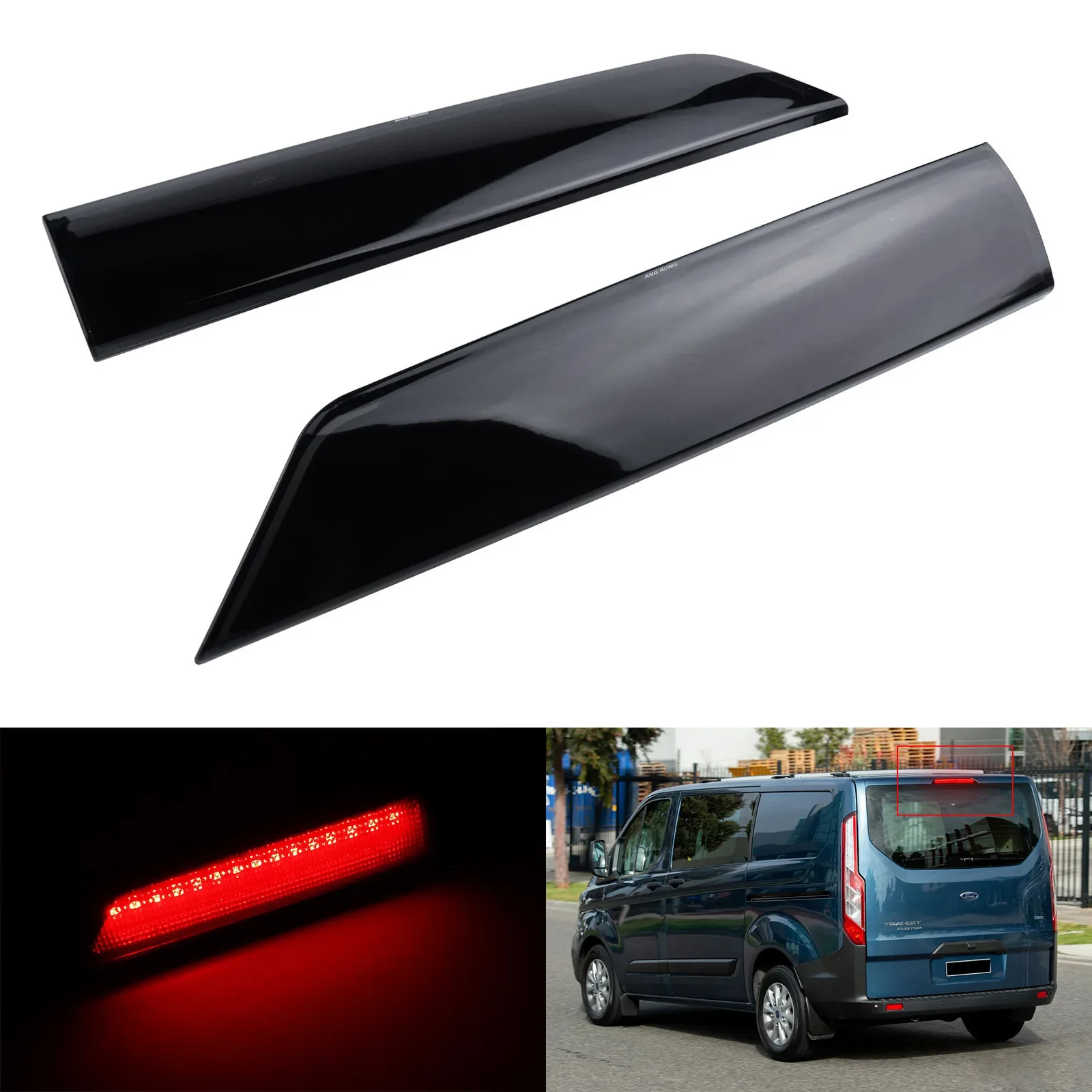 Black Smoked Lens Third LED High Level Brake Stop Light For Ford Transit Custom