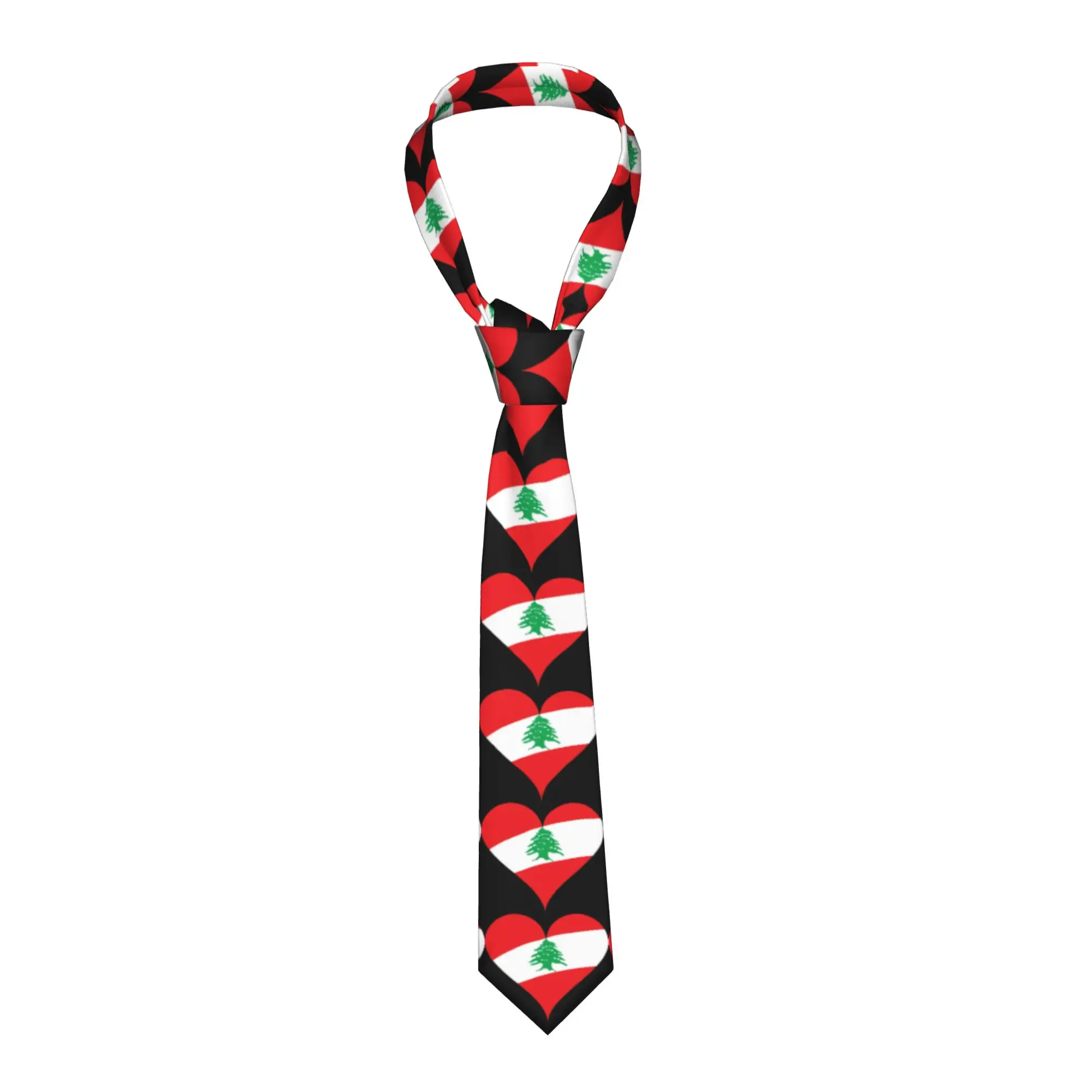 Lebanon Flag Heart  Tie  Wedding Party Neck Ties Men Novelty Casual Necktie Accessories High Quality Custom Collar Tie