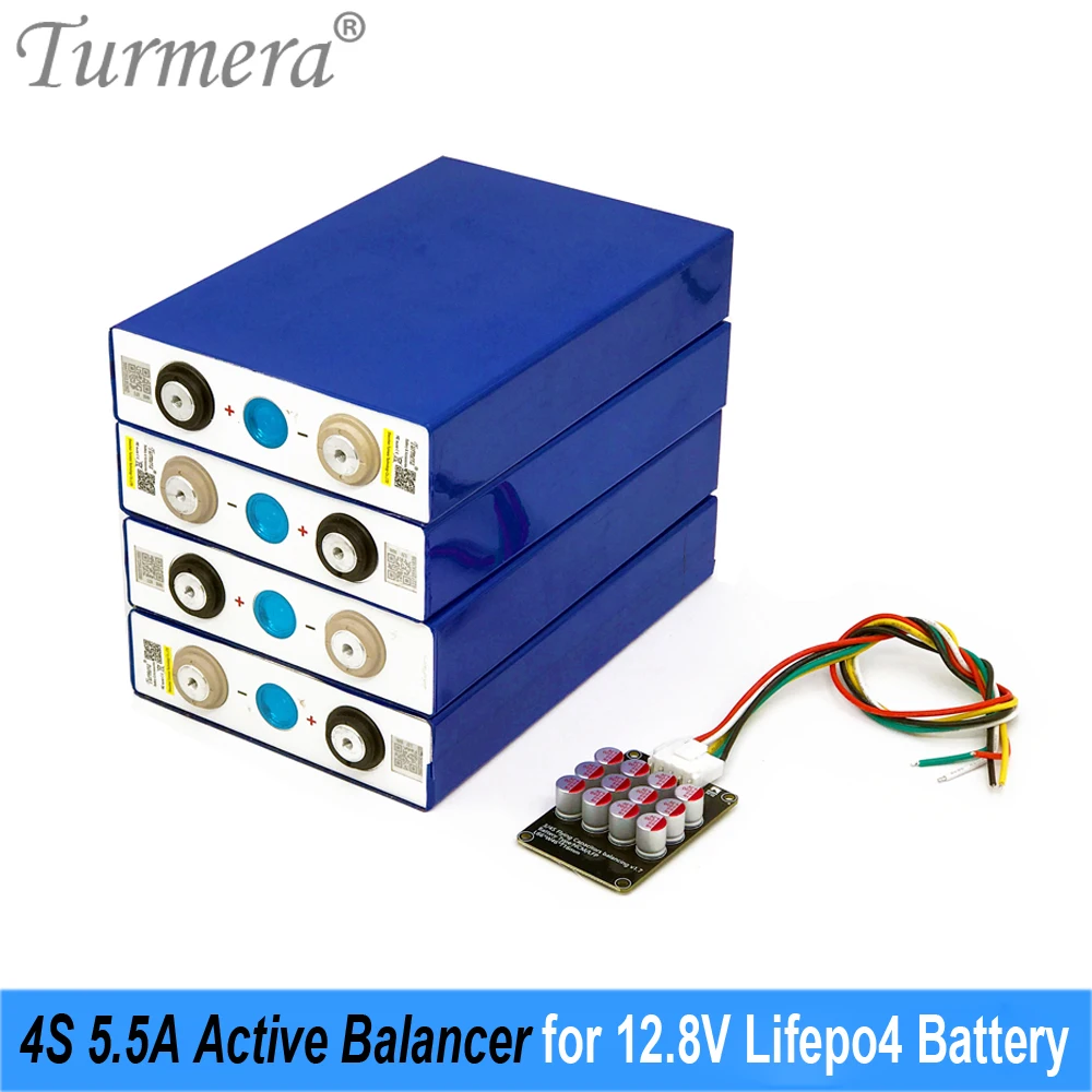 

Turmera 4S 12.8V 5.5A Active Equalizer Balancer Board Capacitor BMS for 3.2V 90Ah 100Ah 200Ah 280Ah 320Ah Lifepo4 Battery Use