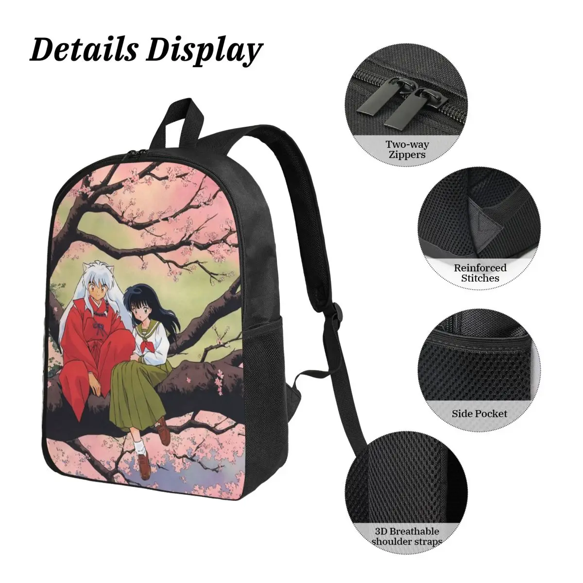 Manga Kimono Inuyasha Sesshomaru Backpack Boys Girls BookBag School Bag Laptop Shoulder Bags 3ps Insulated Lunch Bag Pencil Case view 3