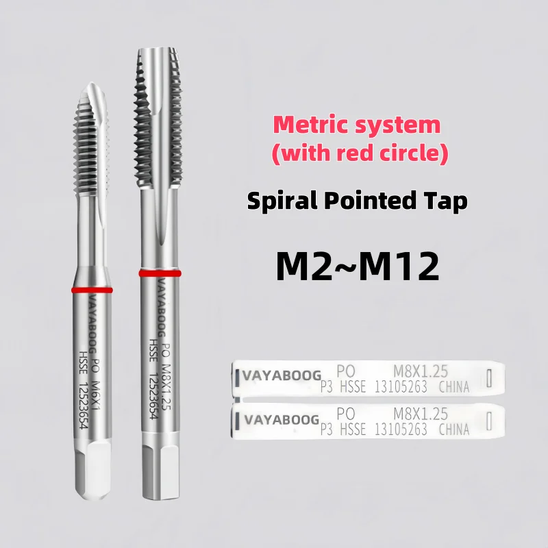 1PCS HSSE Red Ring JIS Standard Spiral Pointed Tap M1 M1.2 M1.5 M2 M3 M4 M5 M6 M7 M8 M9 M10 M11 M12 Machine Screw Thread Taps