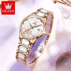 OLEVS 3606 Luxury Women Watch Camellia Quartz Japan Movement 30M Waterproof Watch For Women Ceramics Women Mechanical Watch