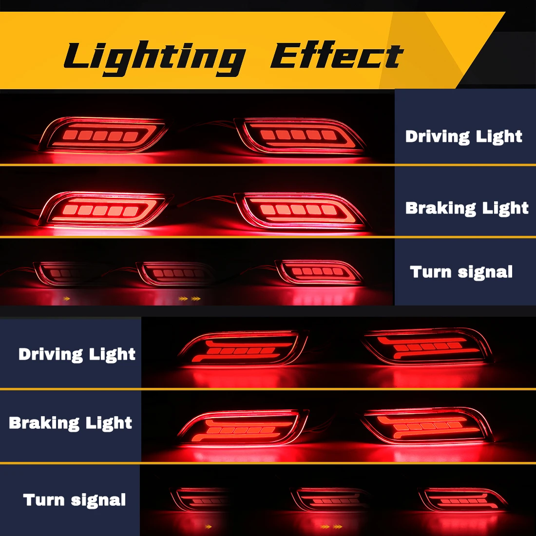 3 Function Car Bumper Reflector Lights For Subaru Impreza WRX or WRX STi XV Tail Light Dynamic Turn Signal Lamp Car Accessrioes