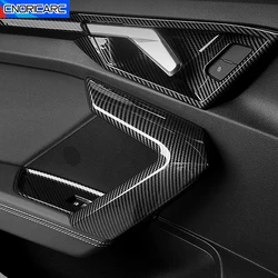 Inner Door Armrest Handle Pull Cover Decoraiton Trim For Audi A3 8Y 2021-2022 Carbon Fiber Texture Car Accessory Doorknob Decals