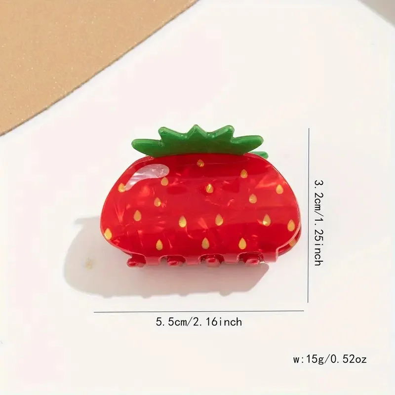 1 Stück niedliche kleine Erdbeer-Haarspange, Mini-Haarspange für halbe Hochsteckfrisur, modische Pferdeschwanz-Spange, Haar-Accessoire für Damen, Alltag, Feiertage, Partys – Detail 1