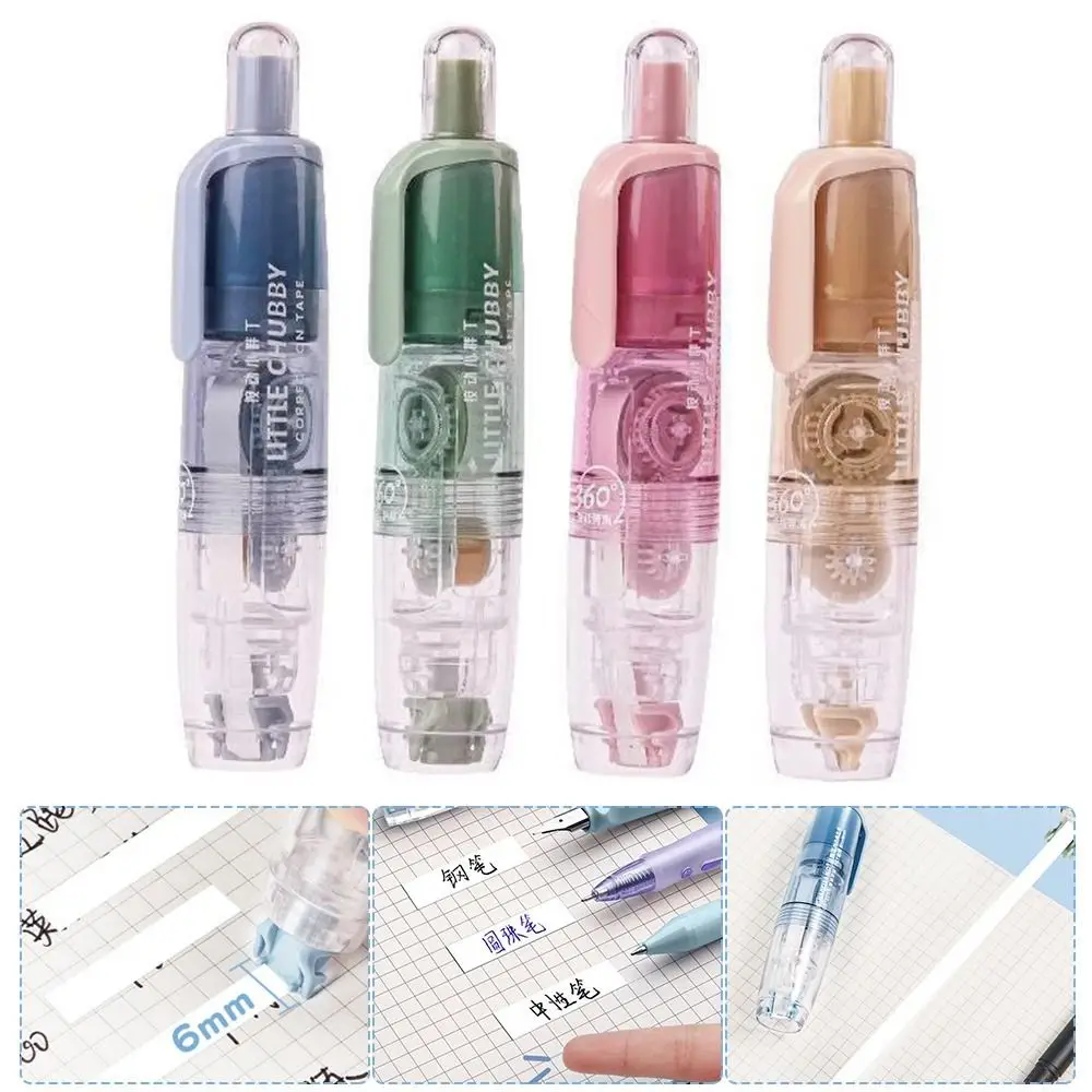 Cute 360 Degree Rotation Head Press Replaceable Core Correction Tape Pen Shape Corrector Students Altered School Office Supplies