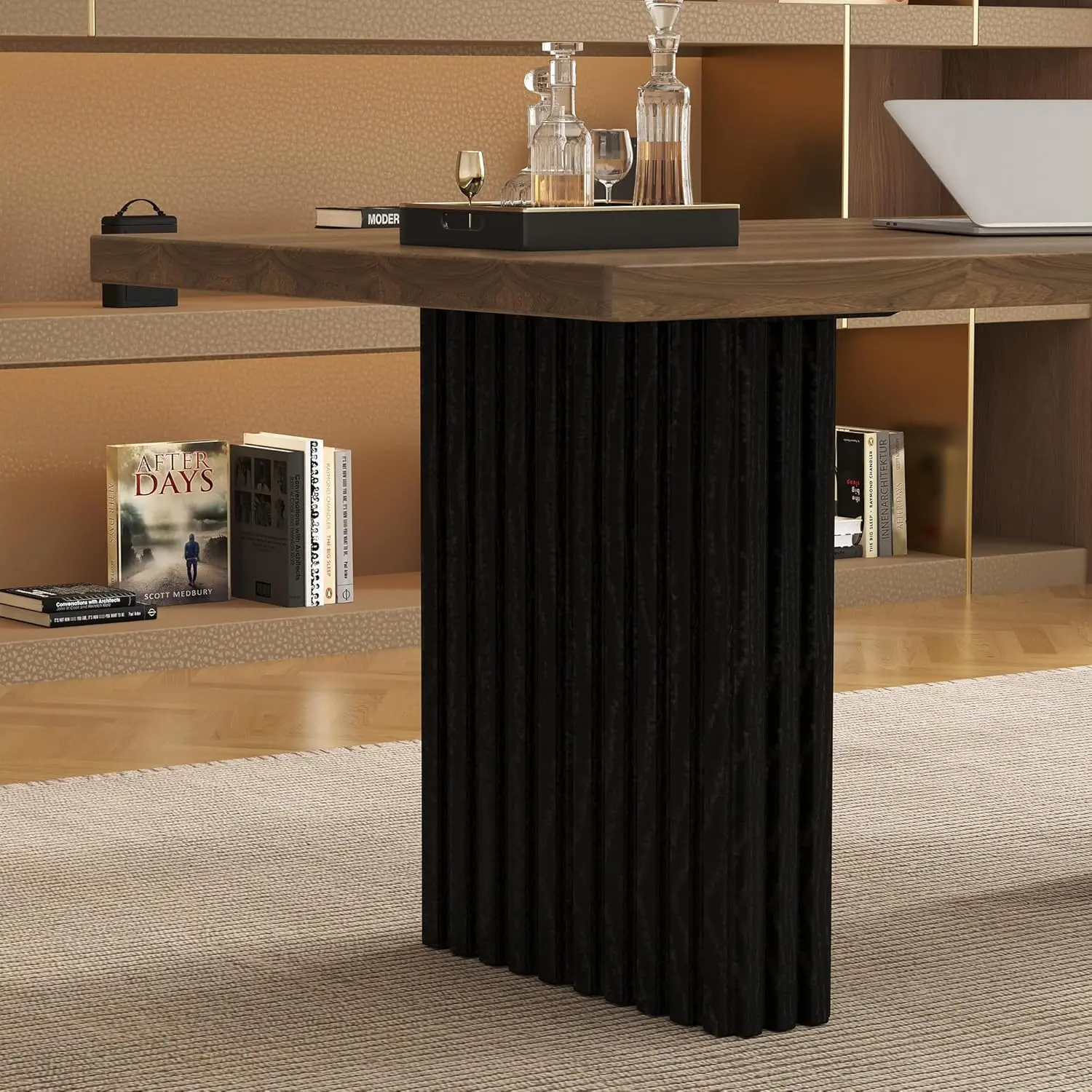 70.8" Modern Executive Office Desk, Rectangular Workstation with Heavy-Duty Double Pedestal, Wood Grain Finish, for Office