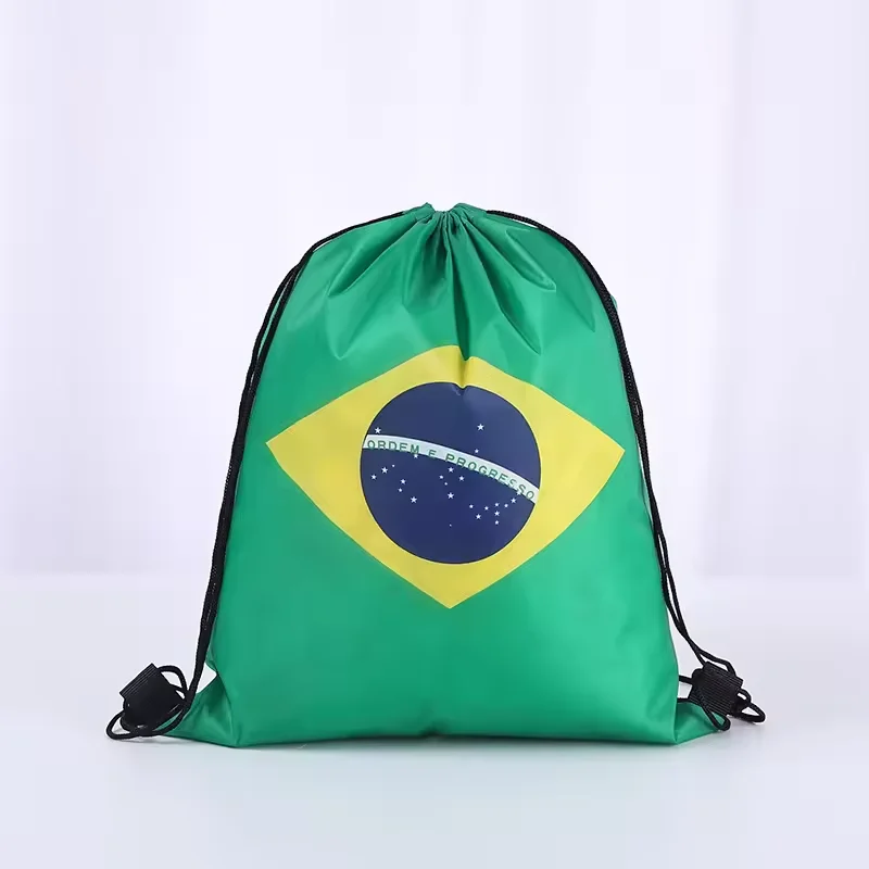 Flagnshow  plain nylon Football Soccer Fans Brazil Flags  drawstring bag