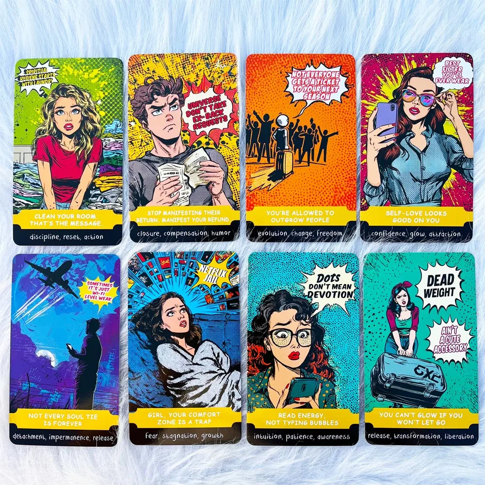 Baralho de 54 cartas, tamanho 13x8cm, BLOCADO e BLESSED, um decalque SASSY ORACLE para jogos de cartas de cura modernos