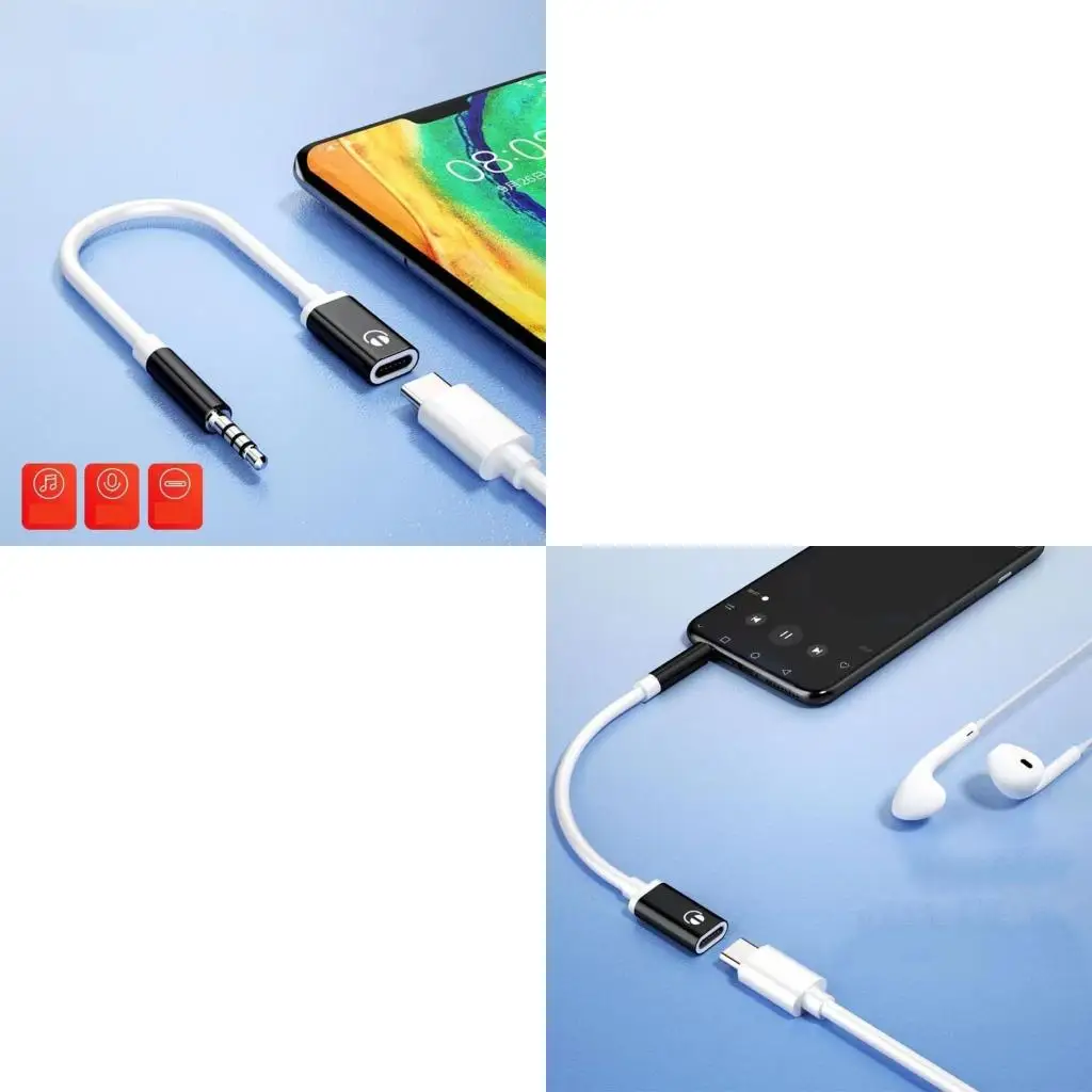  3.5mm Male to Type C Female Headphone Auxs Cable Converters Type C to Flat Headp