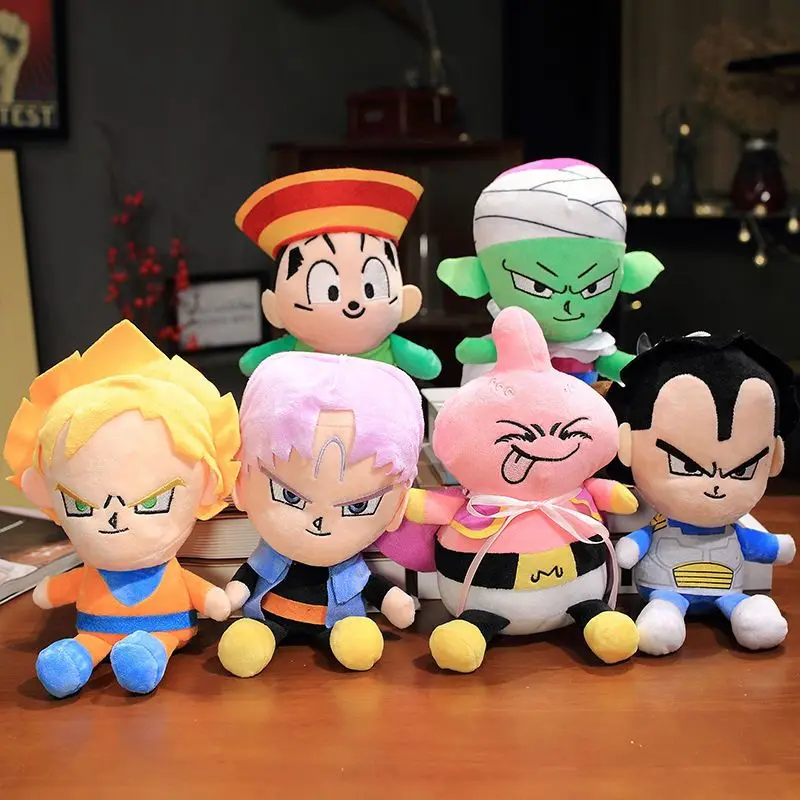 The 20cm Dragon Ball Japan Anime Plush Toys Super Saiyan Goku Vegeta Picollo Trunks Gohan Cartoon Figure Stuffed Dolls