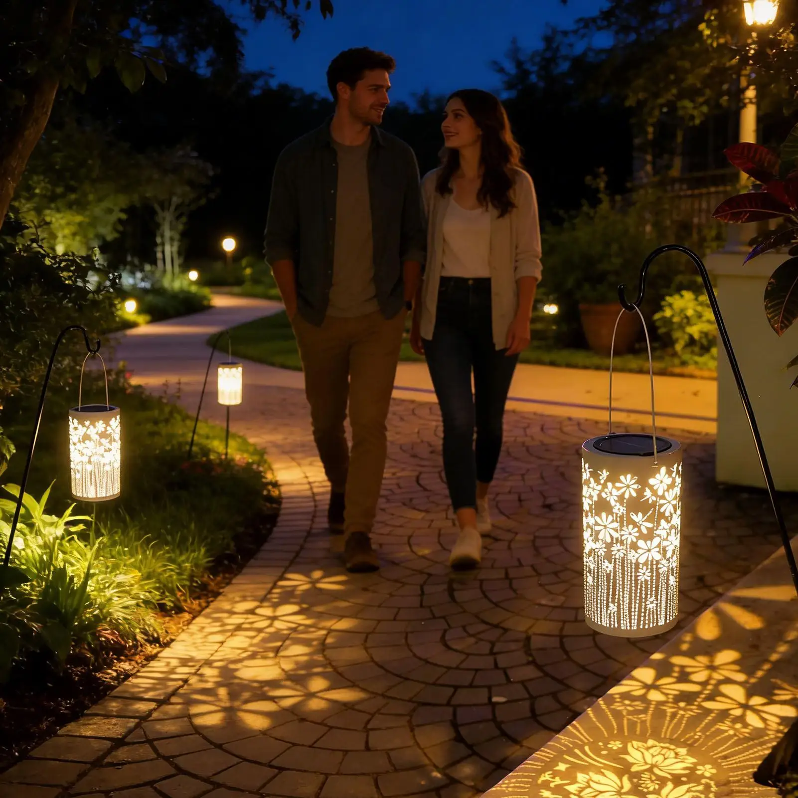 Solar Lanterns Decorative Colorful Metal Flower Lights Solar Lights Outdoor Pathway For Yard Outside Path Landscape Walkway Lawn - view 2