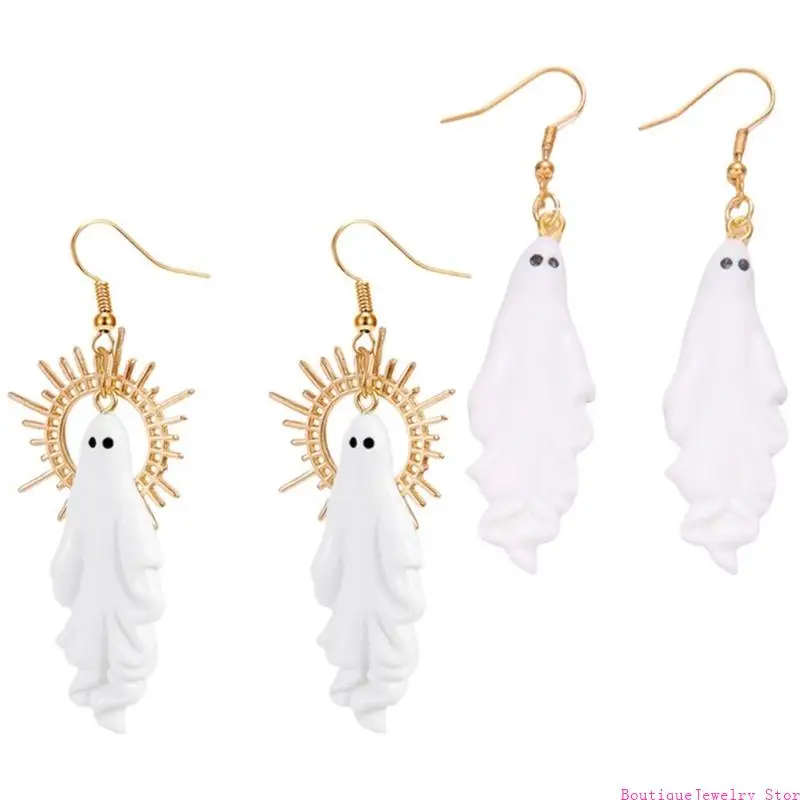 E1PE 2 Pairs Playful Haunted Earrings Festival Jewelry with User Friendly Alloy Drop Earrings for Women Halloween Event