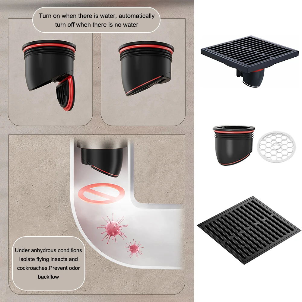 Shower Floor Drain Magnetic Square Floor Drain Strainer Stainless Steel Large Displacement Sink Water Drain Filter For Bathroom