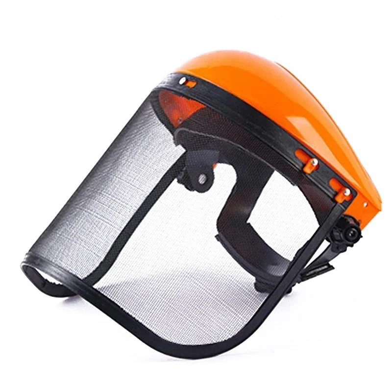 Casco de seguridad de acero inoxidable con protector facial completo - Máscara de malla a prueba de salpicaduras para corte de césped de jardín