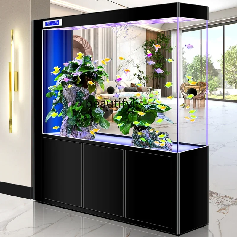 

New screen household entrance door porch ultra-white glass bottom filter light luxury aquarium