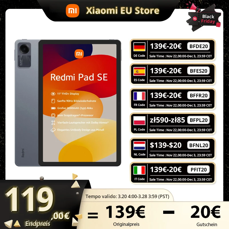 Global Version Xiaomi Redmi Pad SE Tablet 11 Inches FHD 90Hz Display Snapdragon 680 Mobile Platform 8000mAh Battery Mi Pad