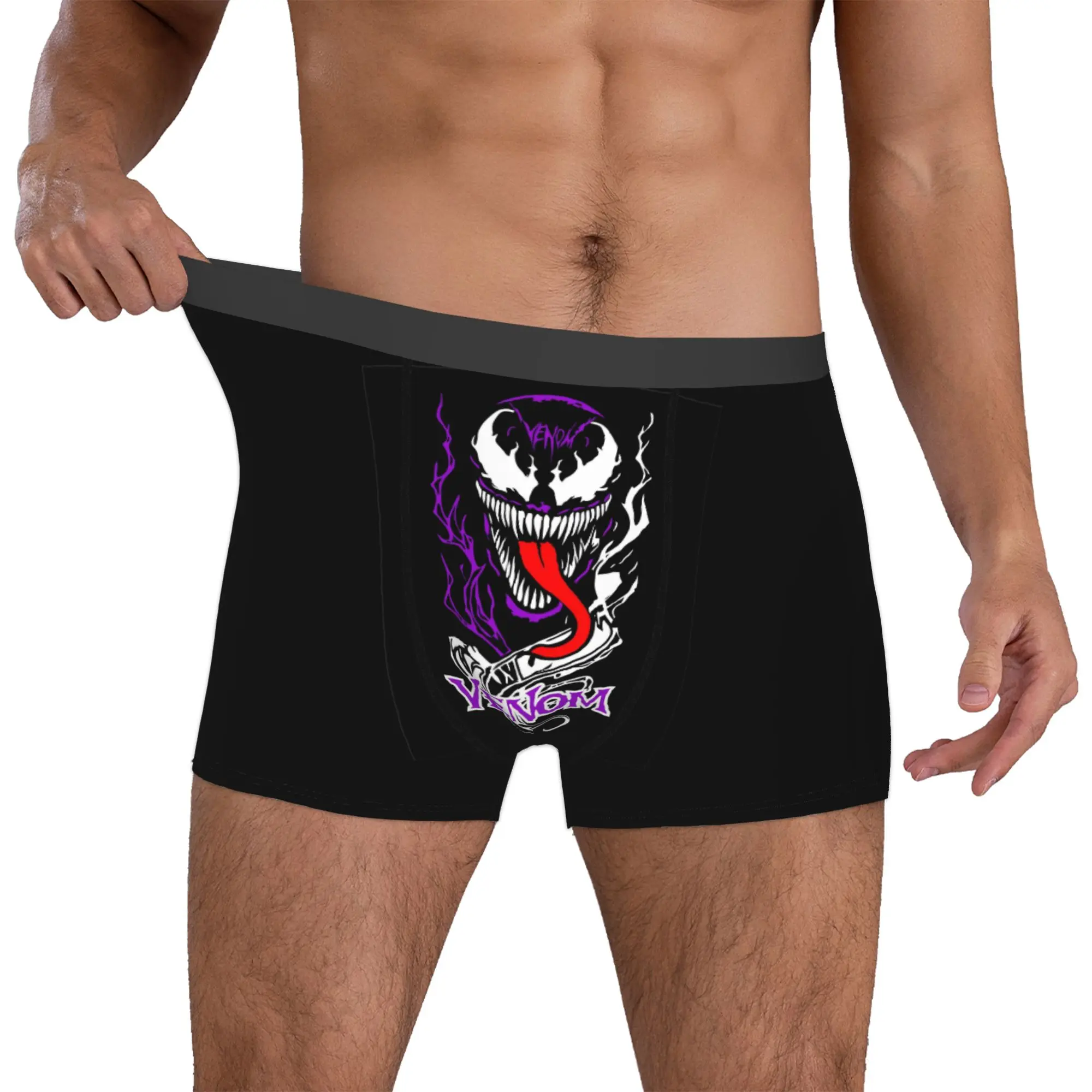 

Custom Comic Wallpaper V-Venom Underwear Men Breathable Boxer Briefs Shorts Panties Soft Underpants For Homme