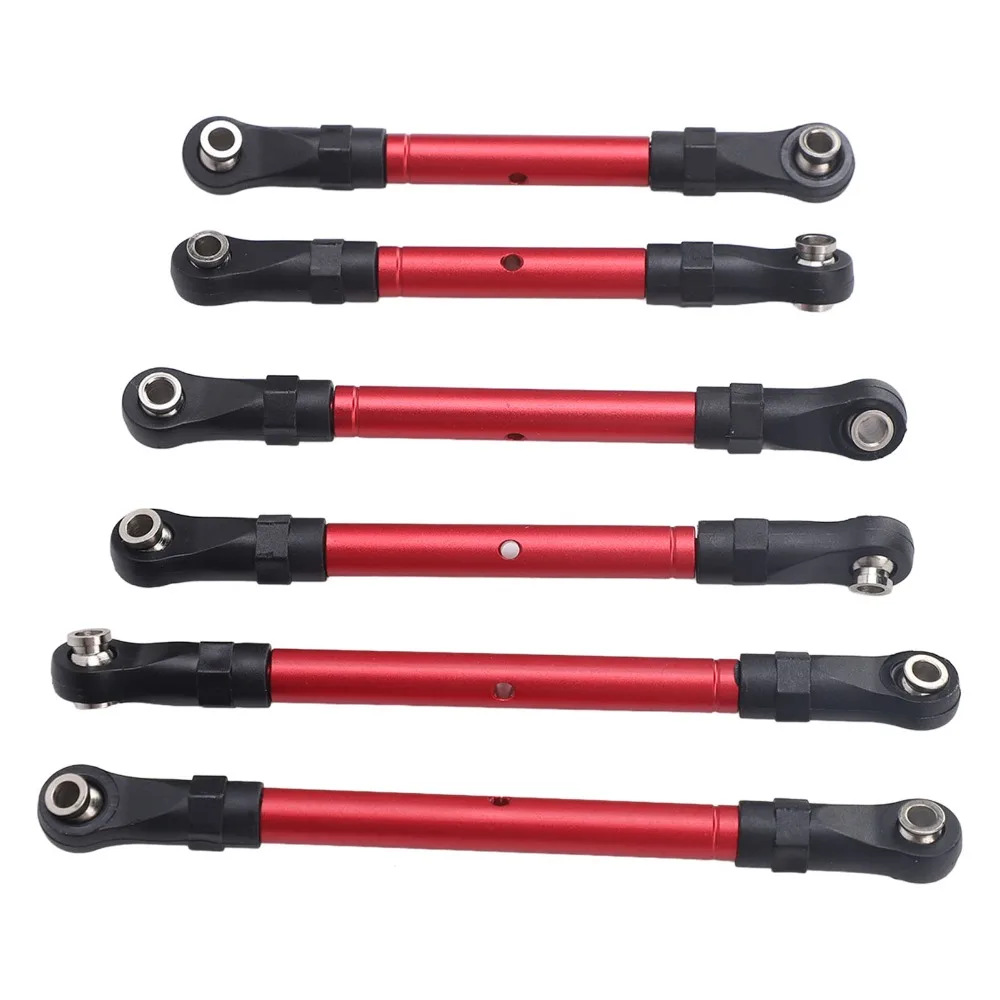 6Pcs Aluminum Alloy RC Steering Tie Rod Enhanced Durability RC Upgraded Parts RC Tie Rod Set for Traxxas/Hoss/Rustler 4WD RC Car