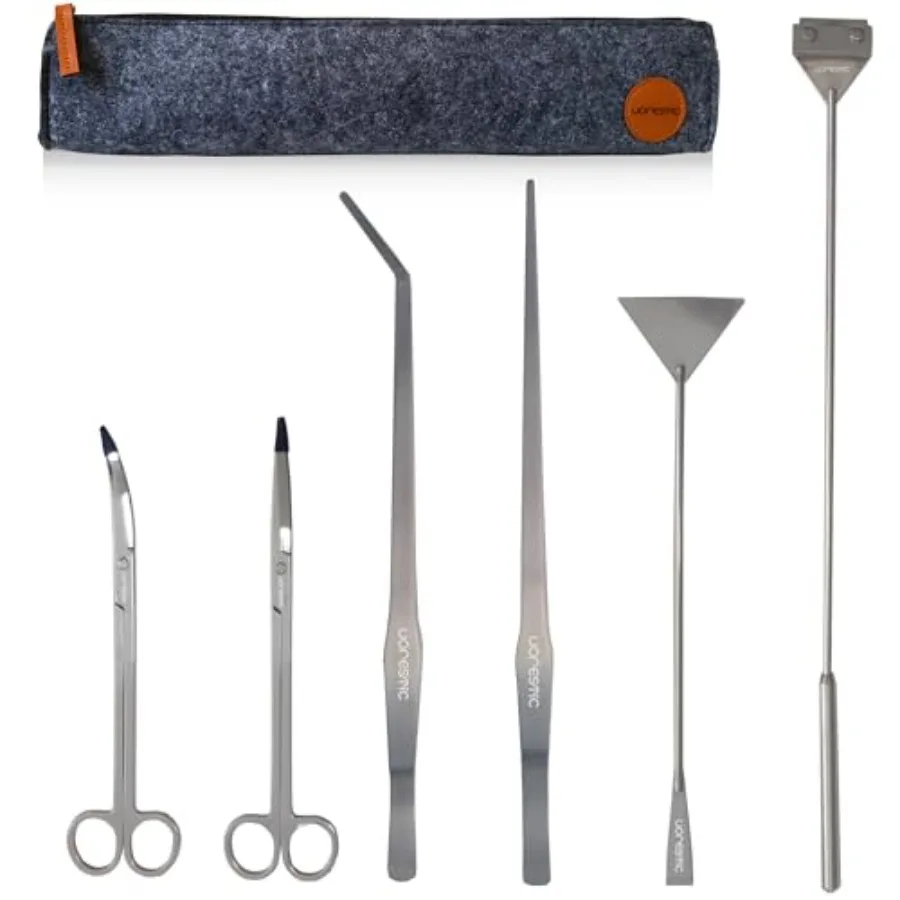 

Aquascape Tools Stainless Steel Aquarium Kit with Tweezers Scissors Spatula and Algae Scraper - Aquascaping Tools Set for Aquar