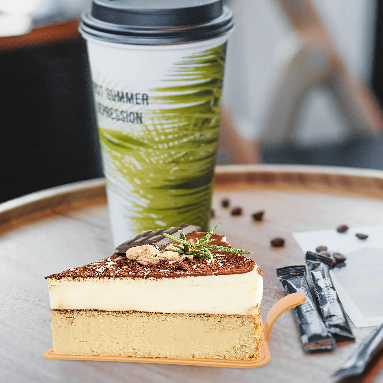 

100Pcs Mousse Cake Boards Handle Party Cake Serving Plates Multipurpose Plastic Dessert Holders for Gatherings