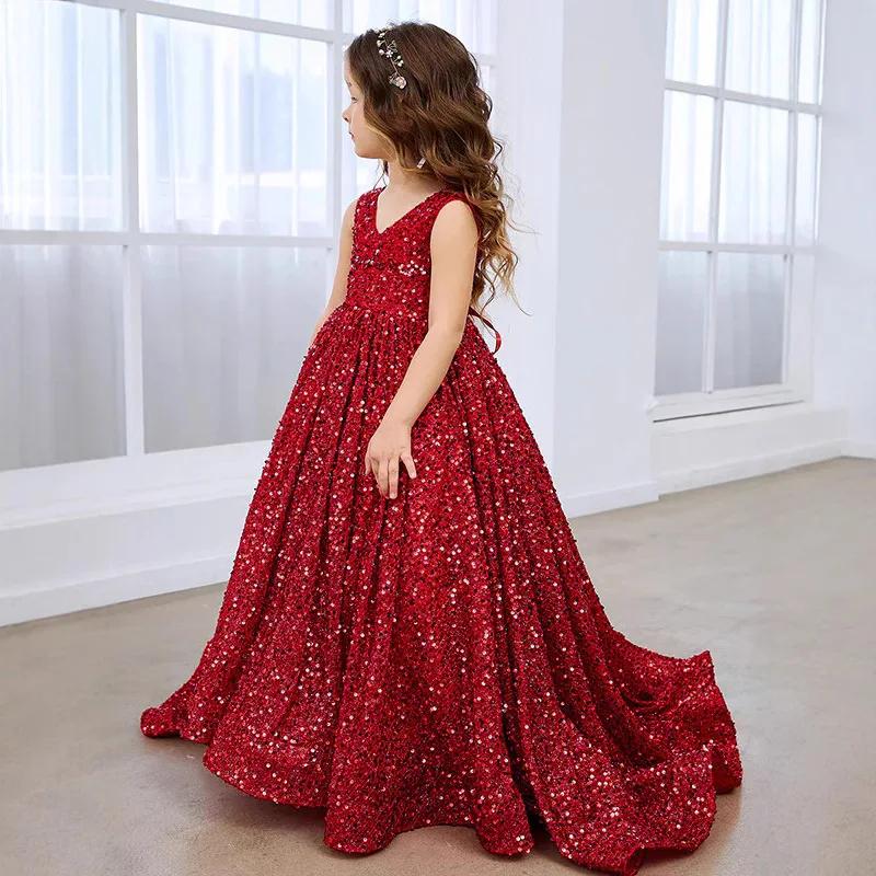 

2025New Style Foreign Trade European and American Cross-Border Children's Sequin Dress Autumn Winter Christmas Halloween Girls'