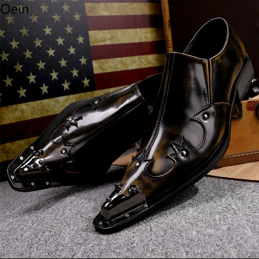 

Mens Metal Pointed Toe Mixed Colors Rivets Formal Genuine Leather Dress Shoes Business Plus Size 38-46 New 2023