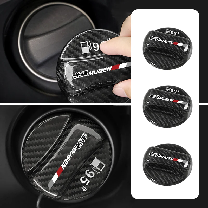 Cubiertas de tanque de fibra de carbono para coche, tapa embellecedora de tanque de combustible 95 #98 # para Mugen Honda Civic TYPE-R Accord Fit Jazz CRV BRV HRV Insight Pilot P