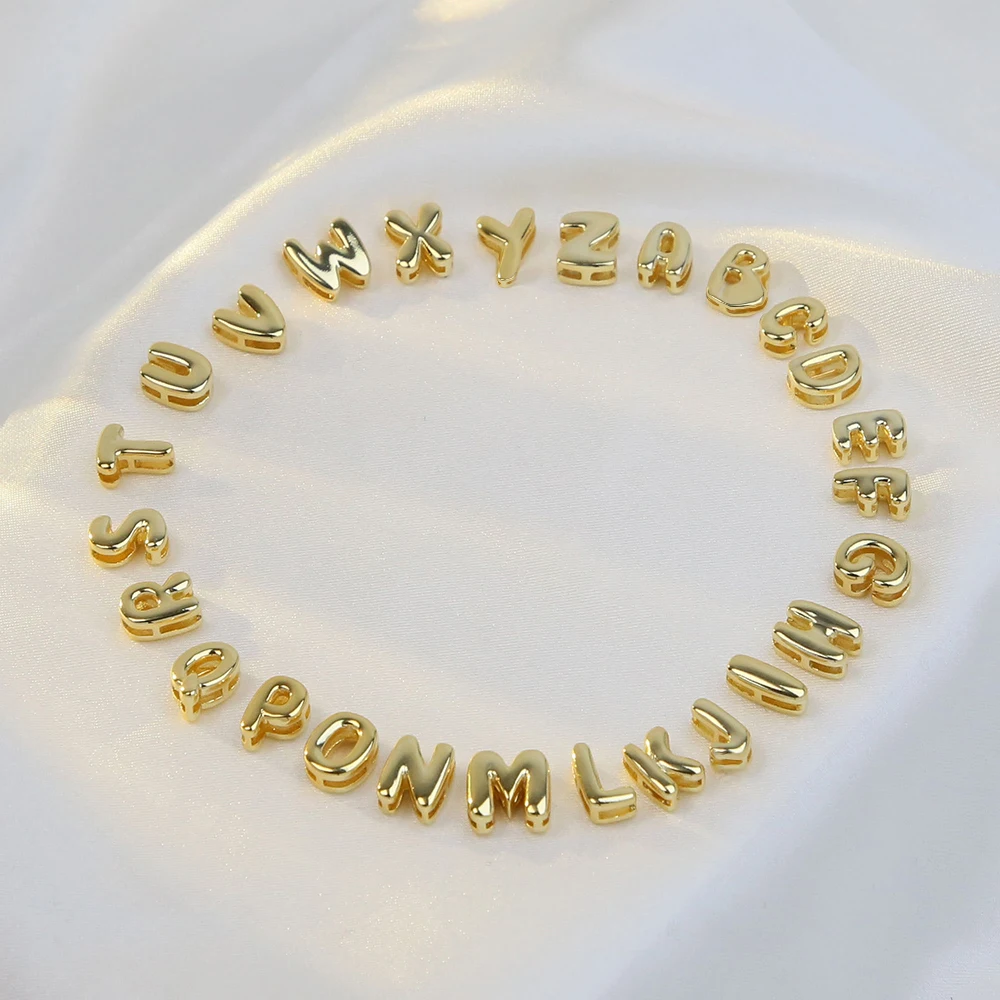 Mini Bubble Balloon Initial Letter Pendant Necklace Personalized Gold Plated Chunky Alphabet Necklace Charm Jewelry 2024 New