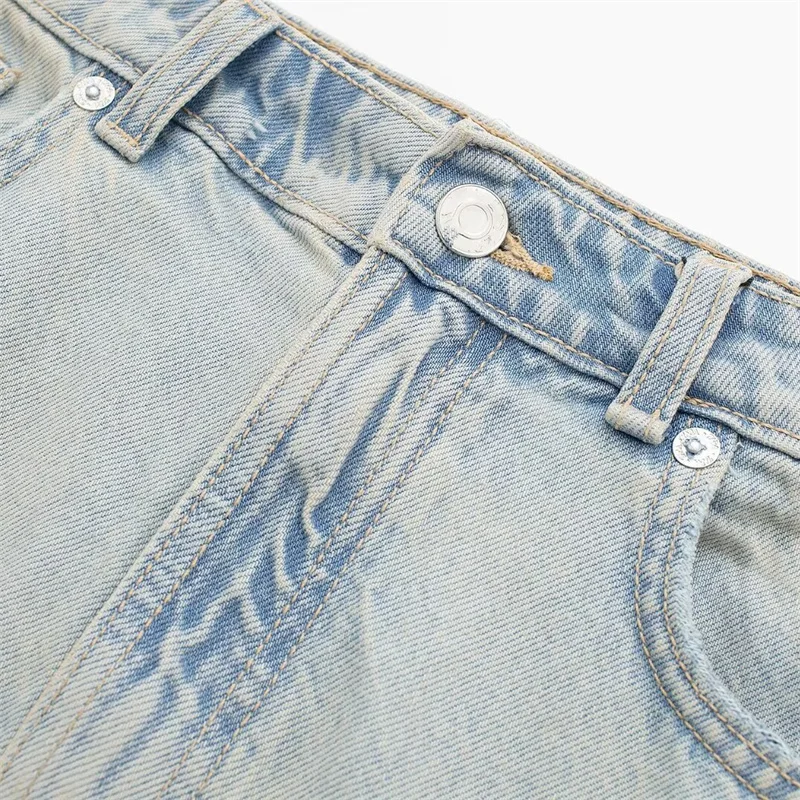 Saia jeans de baixo crescimento feminina, minissaia reta com zíper, retrô picante, efeito lavagem, americana, novo lançamento, verão, 2022