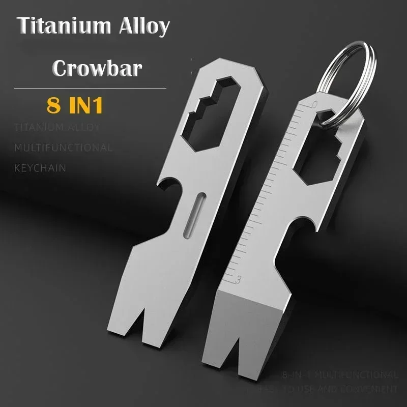 

1 Titanium Multifunction Gear Graduated Scale Crowbar Hexagon Tools Opener 8 Alloy Wrench Bottle Camping EDC Outdoor IN