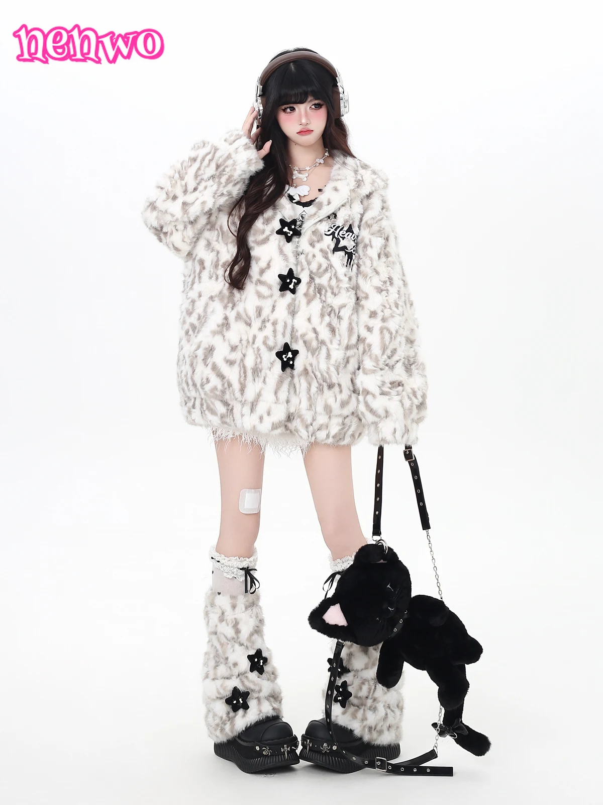 معطف تيدي Y2K للسيدات سترة شيرلينغ كبيرة الحجم مطرزة، ملابس خارجية عصرية للشتاء الدافئ الناعم للنساء #2