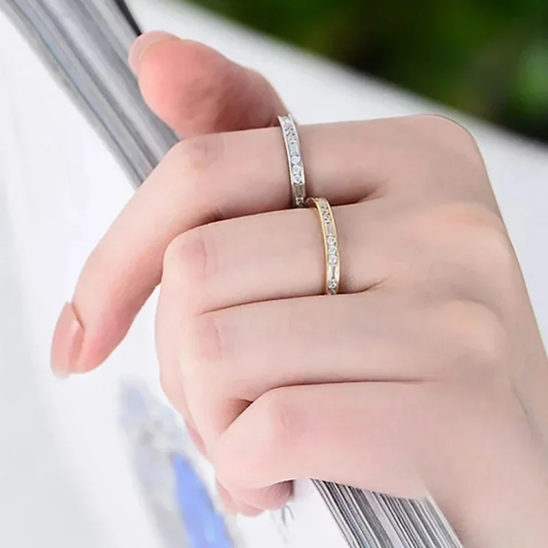 CAOSHI Exquisite Contracted Design Ring 925 Sterling Silver Flashing Shiny CZ Finger Accessory Engagement Statement Lady Jewelry