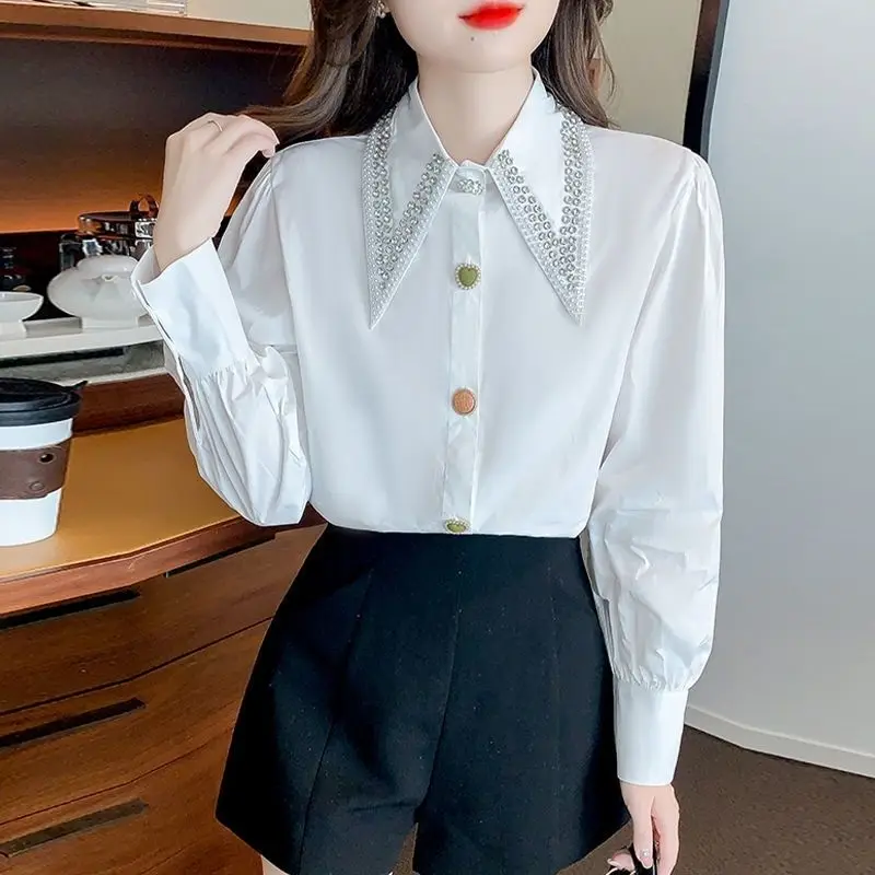 Small Niche Long Sleeved 2024 Spring and Autumn Loose Light Mature Hong Kong Style Temperament Retro Hong Kong Style Shirt