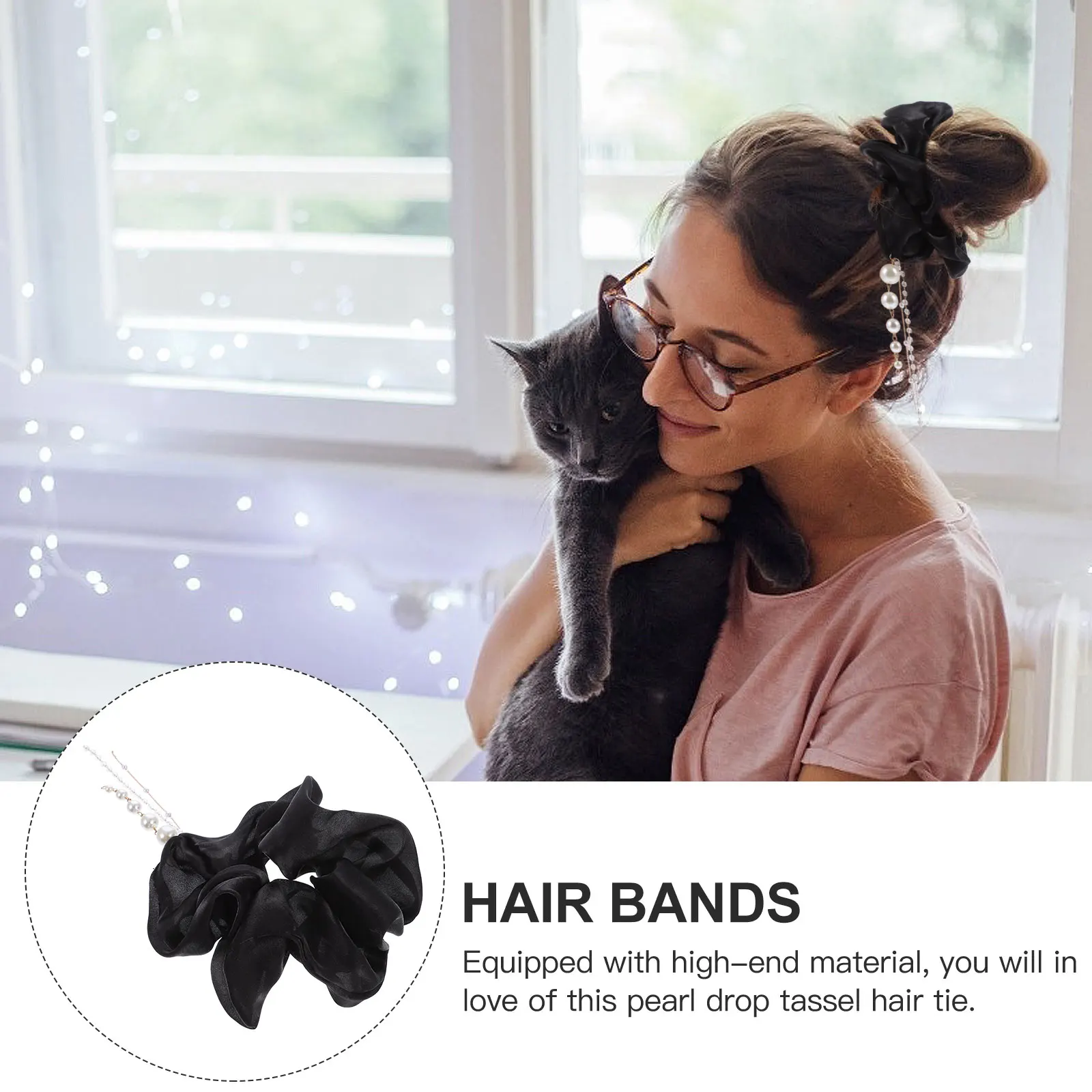 

Pearl Drop Scrunchies Elegant Ties For Thin Thick Female Headdress Cloth Ties Curly Straight Hair Bands Hair Accessories