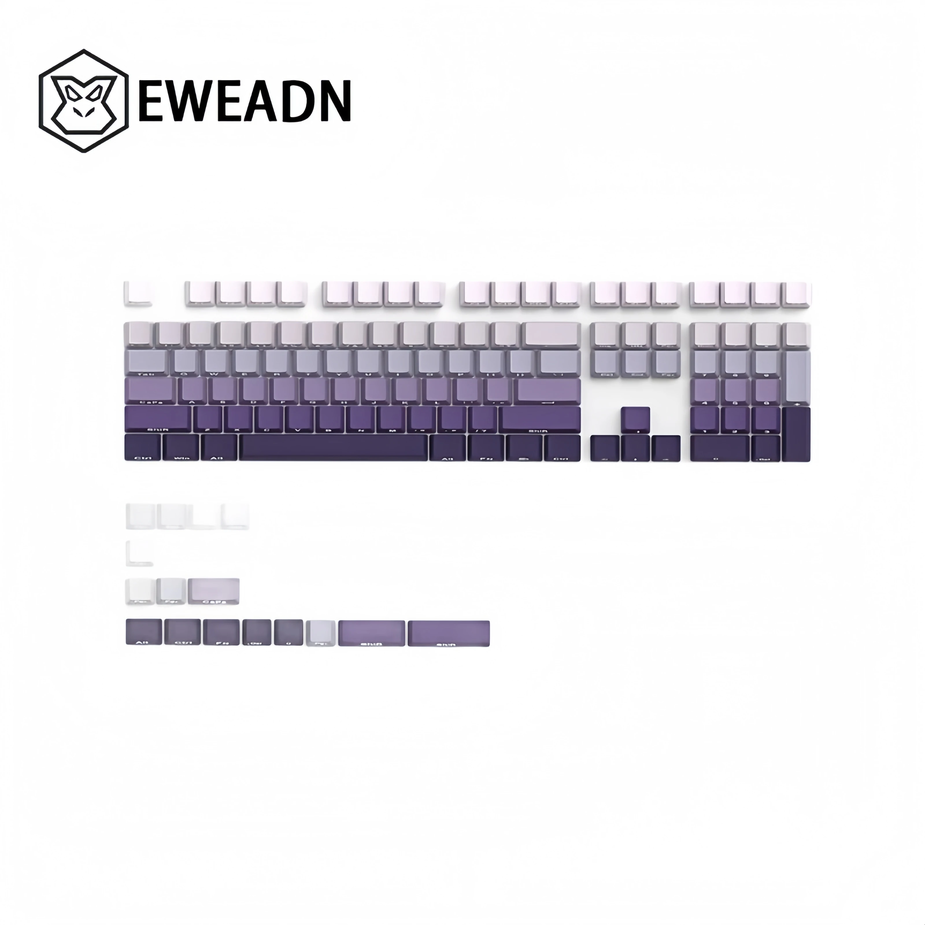 

EWEADN PBT Forward PBT Keycap с боковой гравировкой, механическая клавиатура, прозрачная термосублимация, фиолетовый градиент, 87/108/98, клавиши