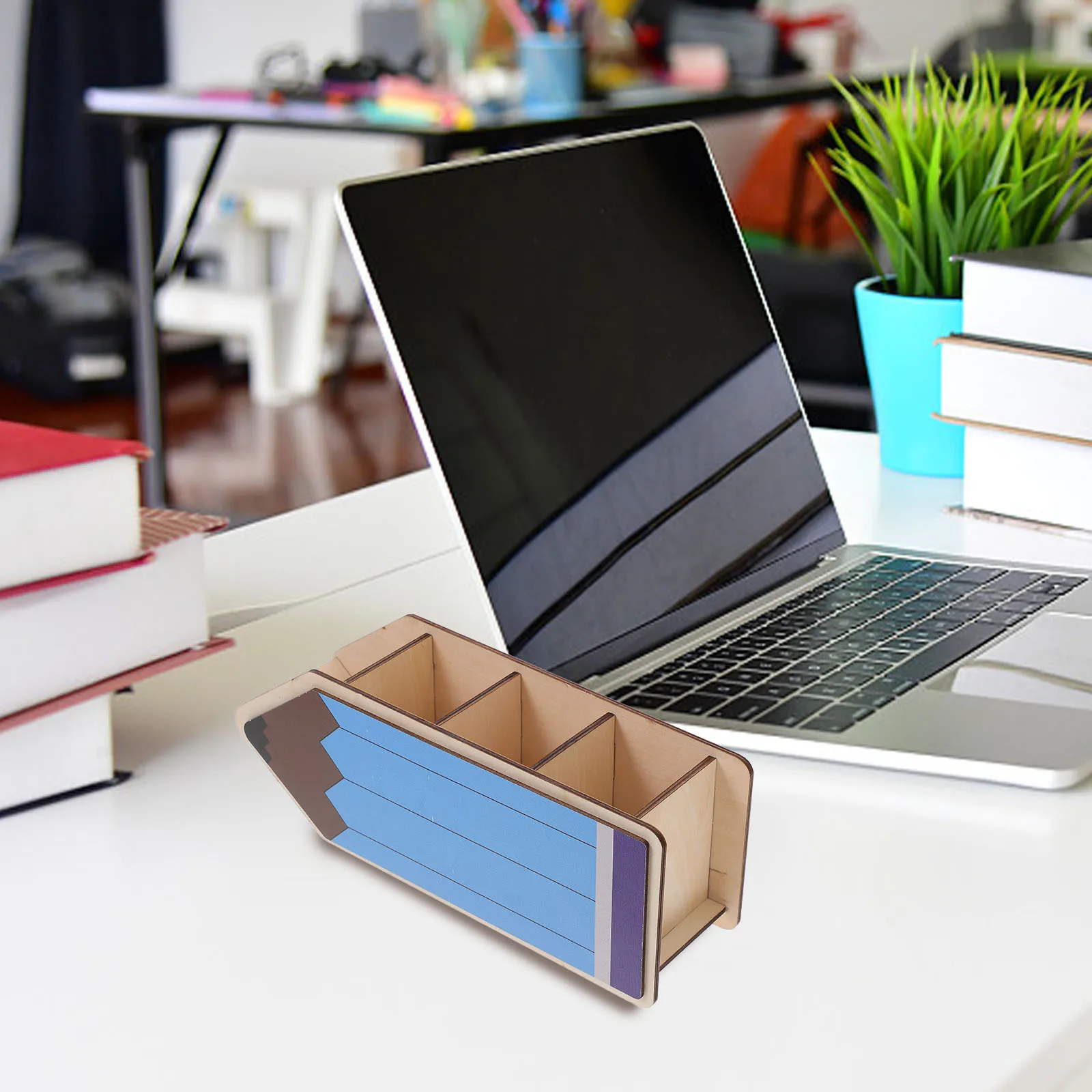 

Back to School Supplies Wooden Pencil Shape Pen Holder Desk Organizer Teacher Pencil Dispenser Wooden Pen Holder