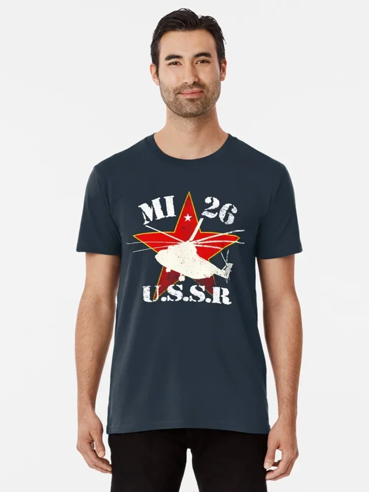 Soviet/Russian Mi-26 Heavy Transport Helicopter T Shirt. New 100% Cotton Short Sleeve O-Neck Casual Mens T-shirts Size S-3XL