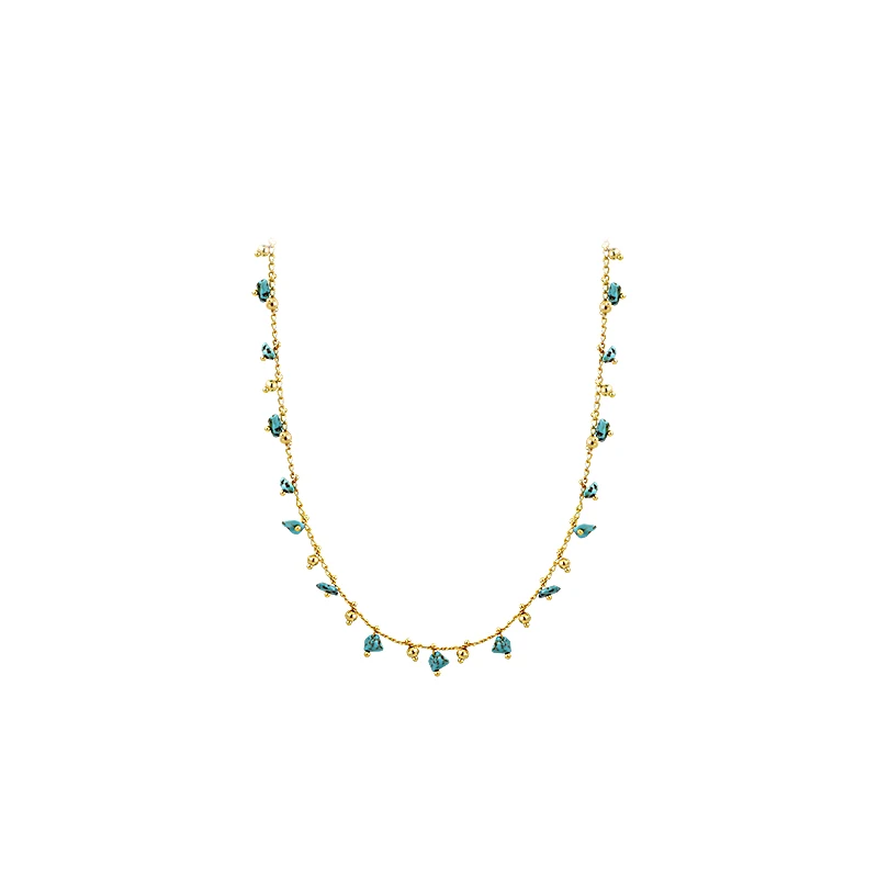 Natural Irregular Green Stone Pendant Gold Color Chain Necklace 2024 Fashion Jewelry For Women\'s Sexy Neckchain Neck Accessories