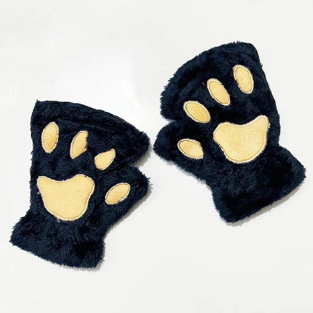 All-Match PP Cotton Cartoon Anti-cold Mittens Thickened Soft Bear Paw Mittens Swen Korean Style Animal Fingerless Gloves Winter