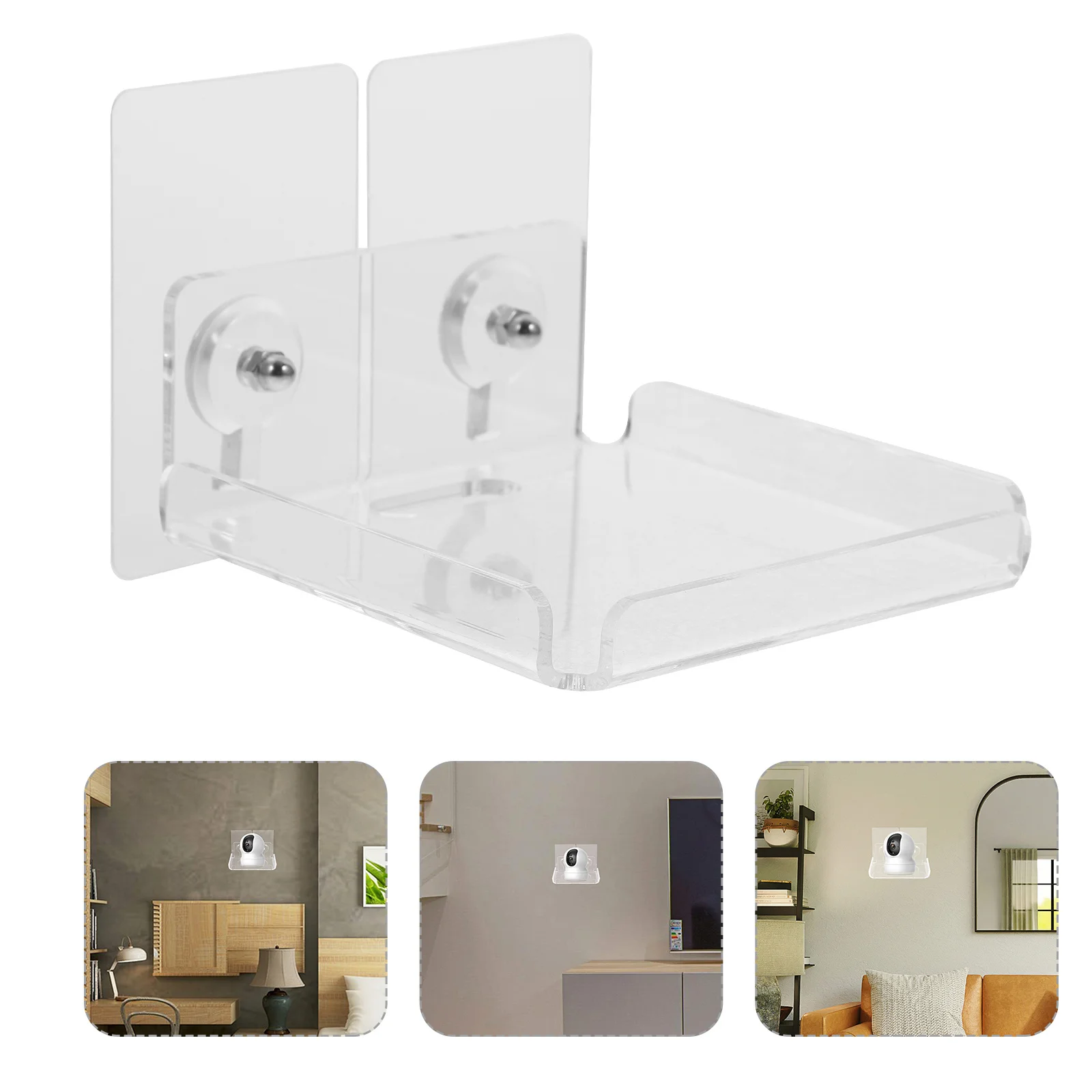 

1Set Wall Mount Floating Camera Shelf Transparent No Punching Bracket Easy Install Security Camera Stand Home Monitor Holder