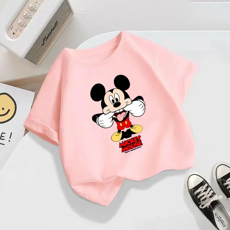 Disney Mickey Mouse print T-shirt Casual loose pullover Base shirt New style cartoon top baby thin soft cute short sleeve