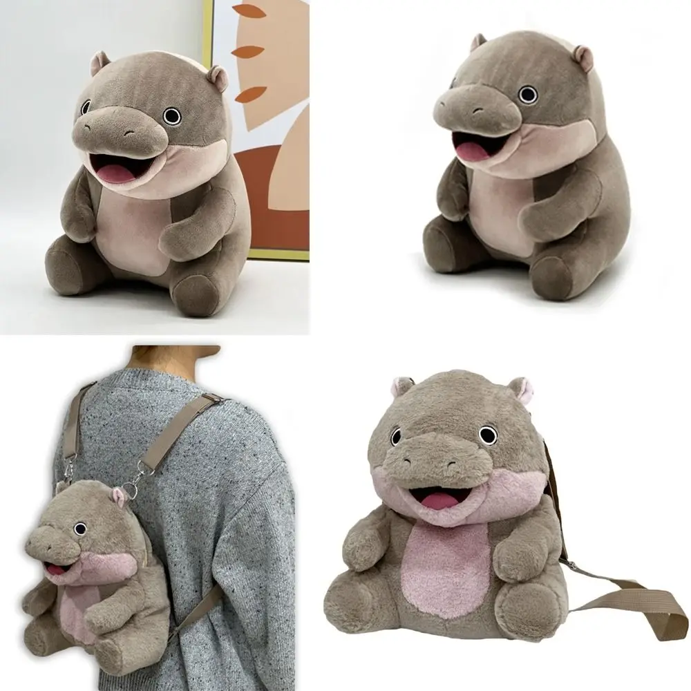 New Hippopotamus Baby Moo Deng Plush Toy Stuffed Plush Hugable Moo Deng Hippo Plush Stuffed Animal Soft Moo Deng Backpack