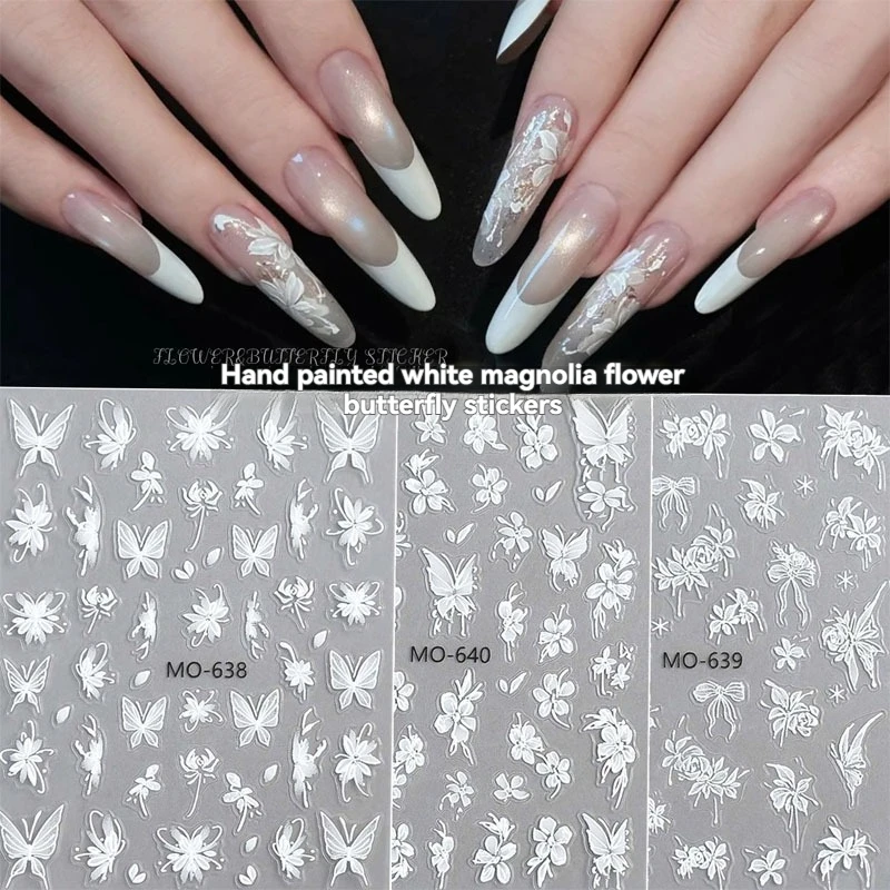 

3D Embossed Flower & Butterfly Nail Stickers, Exquisite Hand - Painted Style, Perfect for Creating Elegant Nail Art