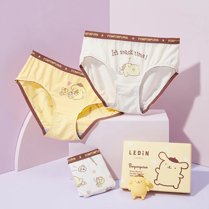 3 Pcs/Set Sanrios Little Twin Stars Underwear Girls Kawaii Pompom Purin Briefs Summer Comfortable Breathable Pattern Underwear