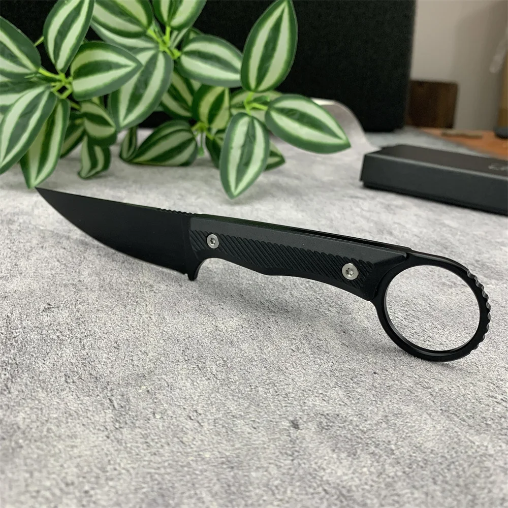 سكين مستقيم للبقاء على قيد الحياة التكتيكي، شفرة ثابتة كاملة مع مقبض نايلون مضاد للانزلاق للتخييم في الهواء الطلق والصيد والقطع #4