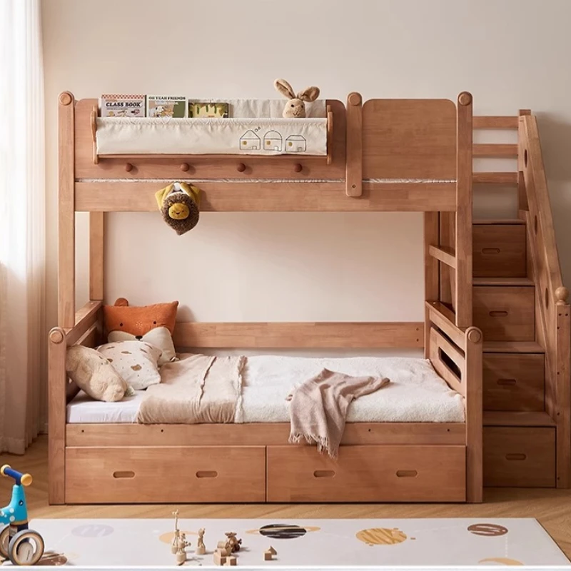 

Household solid wood children's bunk beds do not interfere with each other, sibling beds, children's room high and low beds