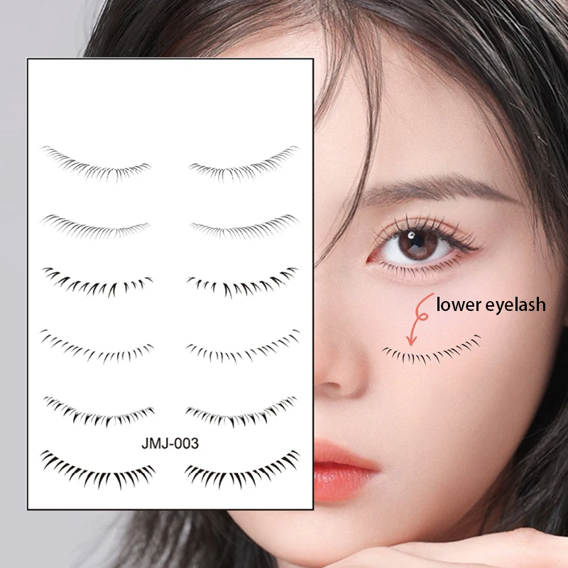 ملصق رموش سفلي أسود مقاوم للماء مصنوع يدويًا تحت رموش العين لتمديد مكياج المظهر الطبيعي لمكياج التجميل #4