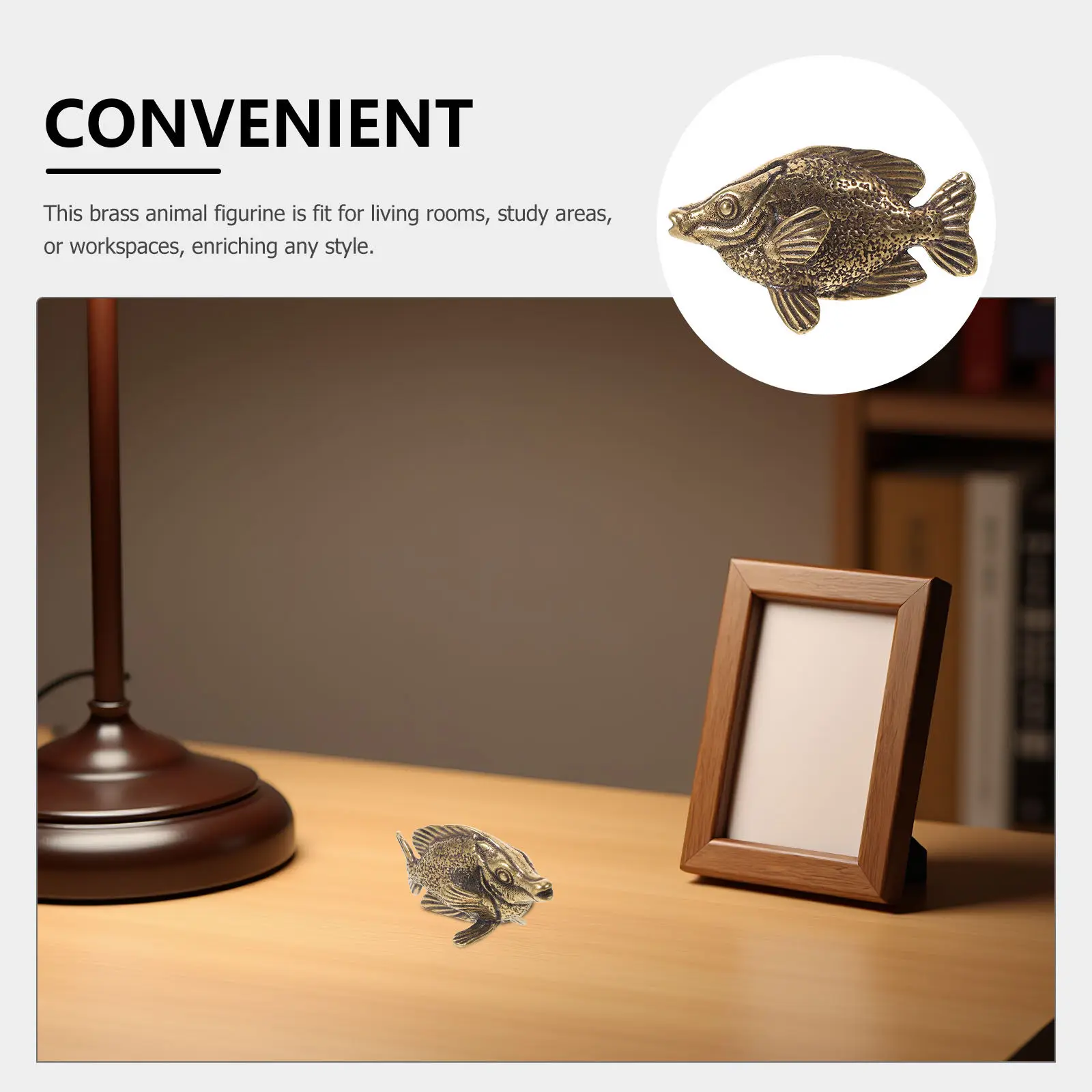 Brass Fish Statue Miniature 2.55x1.57x1.10 in Vintage Brass Fish Sculpture Ocean Themed Fengshui Decorative
