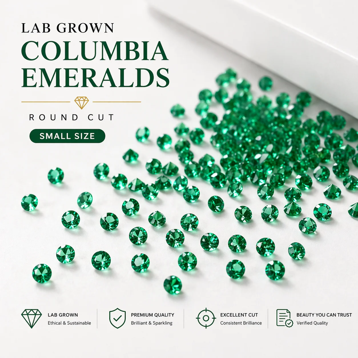 

Wholesale Natural Color Lab Grown Columbia Emeralds Round Cut Small Size Charms Gemstone for Advanced Jewelry Making Materials